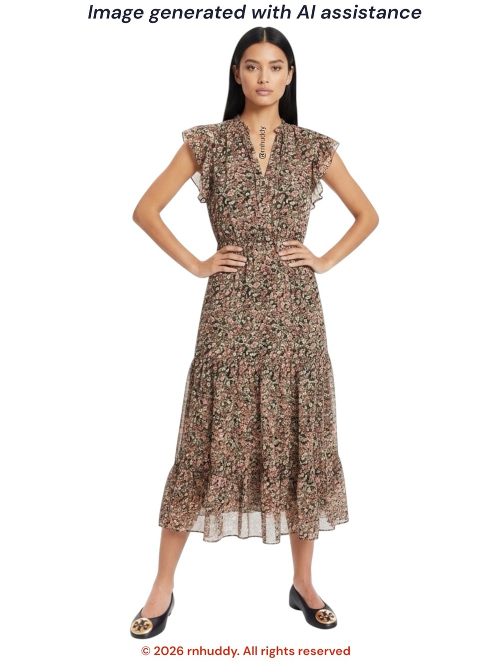 NWT BB Dakota by Steve Madden XL black floral midi dress
